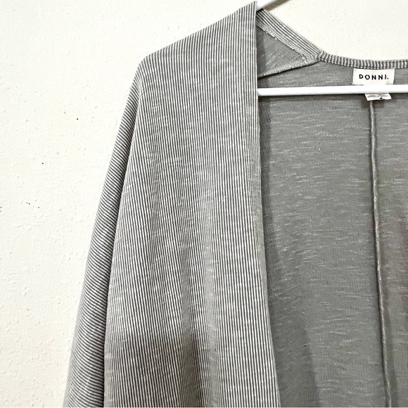 Anthropologie DONNI Longline pinstripes Grandmacore open front cardigan OS women - Picture 5 of 11